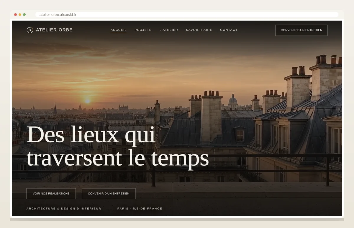 Atelier Orbe — page d’accueil, vidéo plein écran